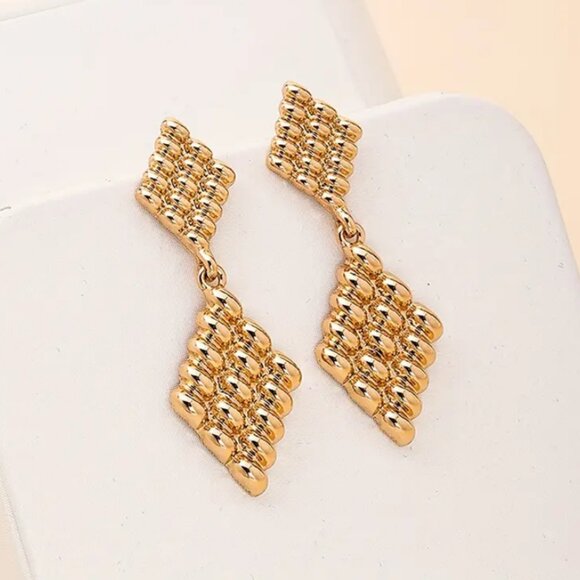 14K Gold Womens Rippled Hanging Drop Earrings Ladies 14 Karat Silver New Jewelry - Picture 3 of 5